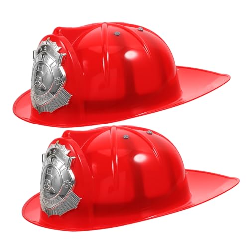 TOYANDONA 2 Stück Teiliges Feuerwehrhelm für Roter Kunststoff Feuerwehrhut Strapazierfähiges Kostümzubehör für Jungen und Mädchen für Karneval Rollenspiele Halloween und Mottopartys von TOYANDONA