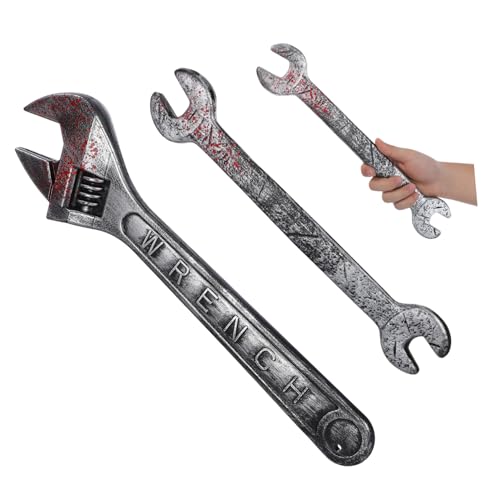 TOYANDONA 2 Stück Teiliges Halloween Plastikblutige Schraubenschlüssel Deko Requisit Spukhaus Party Trick Wrench Performance Prop für Gruselige Fotomotive und Halloween Atmosphäre von TOYANDONA