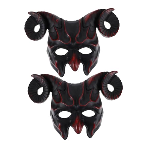TOYANDONA 2 Stück Teiliges Halloween Ziegen Schädel Maske mit Realistischen Widderhörnern Halbgesichtige Teufelsmaske aus Leichtem Atmungsaktivem Verstellbarer Gummizug für Damen und Herren TOYANDONA 2 Stück Teiliges Halloween Ziegen Schädel Maske mit Realistischen Widderhörnern Halbgesichtige Teufelsmaske aus Leichtem Atmungsaktivem Verstellbarer Gummizug für Damen und Herren von TOYANDONA