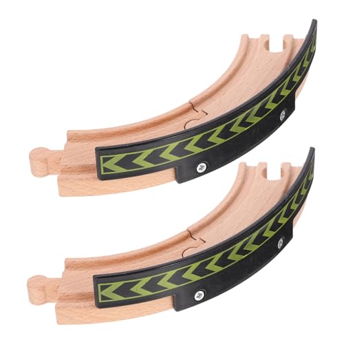 TOYANDONA 2 Stück Teiliges Holzbahn Schienen Zubehör Gebogene Gleise aus Robustem Holz für Pädagogisches Eisenbahnspielzeug zur Erweiterung von Holzeisenbahnen für Kreative Spielszenen und von TOYANDONA