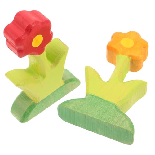 TOYANDONA 2 Stück Teiliges Holzblumen Bausteine Fein Geschnitzte Holzblumen Dekoration Realistische DIY Mikrolandschaft Multifunktionales Lernspielzeug für Fördert Kreativität und von TOYANDONA