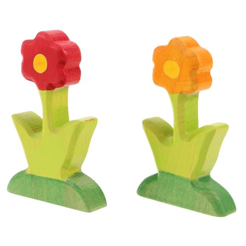 TOYANDONA 2 Stück Teiliges Holzblumen Bausteine Geschnitzte Blumenform DIY Szene Pädagogisches für Kreative Wohnraumdekoration Fördert Eltern Junge Mädchen Interaktion von TOYANDONA