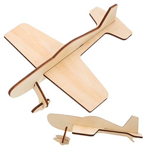 TOYANDONA 2 Stück Teiliges Holzflugzeug Modellbausatz für Puzzle DIY Holzspielzeug Vorgefertigte Holzteile Einfach Zusammenzubauen Pädagogisches Lernspielzeug für Jungen und Mädchen von TOYANDONA