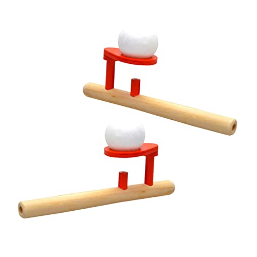 TOYANDONA 2 Stück Teiliges Holzspielzeug Blaspfeife mit Bällen Pädagogisches Balancespiel für Ab Jahren Motorische und Stressabbau durch Ball Pusten Fördert Koordination und Konzentration von TOYANDONA