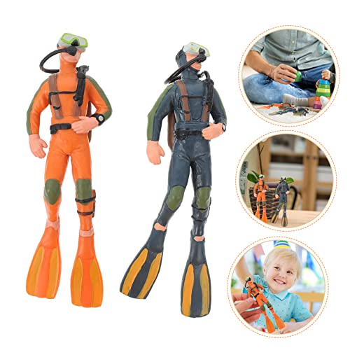 TOYANDONA 2 Stück Teiliges PVC Taucher Modell Realistische Miniatur Unterwasser Figuren Dekoratives Desktop Ornament für Aquarium und Lernspielzeug von TOYANDONA
