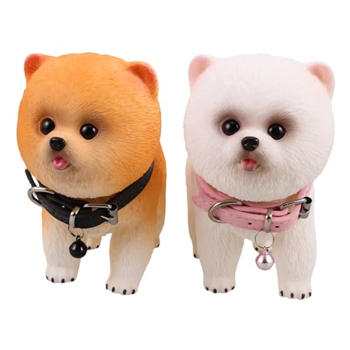 TOYANDONA 2 Stück Teiliges Pomeranian Welpen Figurinen aus Weichem Vinyl Realistische Hunde Statue für Tragbar Niedliche Haustier Nachbildung als Deko und Sammlerobjekt von TOYANDONA