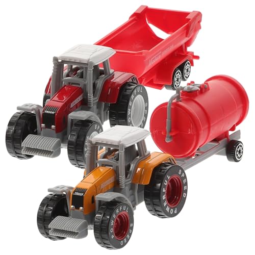 TOYANDONA 2 Stück Teiliges Traktor Kunststoff Realistische Bauernhoffahrzeuge in Orange und Rot Pädagogisches für Jungen Robustes Modellauto für Kreatives Rollenspiel von TOYANDONA
