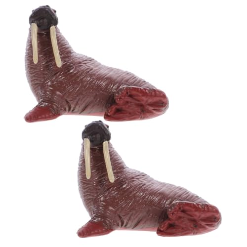 TOYANDONA 2 Stück Teiliges Walross Modell aus Resin Realistische Tier Figurine Kreative Dekoration für Aquarium Terrarium und Schreibtisch Sicheres Lernspielzeug für Erwachsene von TOYANDONA