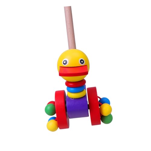 TOYANDONA Lauflernwagen Aus Holz Für Die Frühe Kindheit Trolley-Spielzeug Für Kinder Schiebespielzeug Mit Leuchtenden Farben Einfach Zu Montieren Und Abnehmbar von TOYANDONA