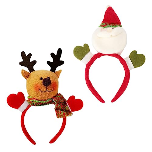 TOYANDONA 2 Stück Weihnachtlicher Haarreifen mit Weihnachtsmann Schneemann und Rentier Figuren Passend Modisches Haarschmuck für Weihnachtsfeiern Kostümpartys und Festliche Anlässe von TOYANDONA