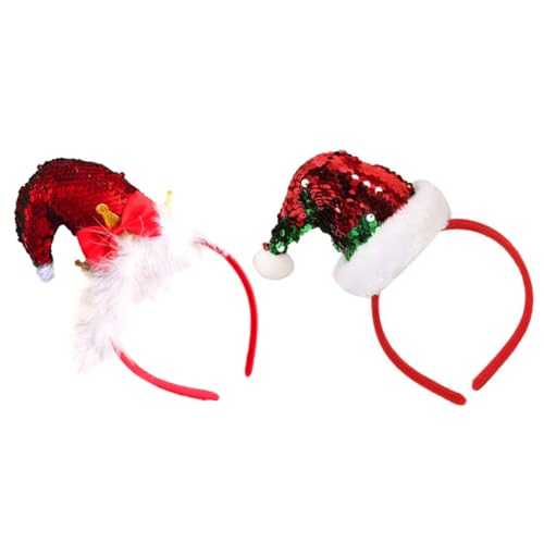 TOYANDONA 2 Stück Weihnachtlicher Haarschmuck mit Pailletten Festliche Haarreifen Elf Mütze Glänzend Vielseitig für Party Karneval Cosplay als und Weihnachtsdeko von TOYANDONA