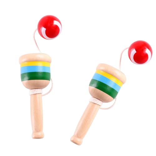 TOYANDONA 2 x Holzfangkugeln, Mini-Becher und Ballspiel, Hand-Auge-Koordinationsball, Fangbecher, Japanisches Holzspielzeug, Geschenke für Kinder von TOYANDONA