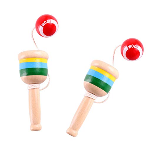 TOYANDONA 2 x Holzfangkugeln, Mini-Becher und Ballspiel, Hand-Auge-Koordinationsball, Fangbecher, Japanisches Holzspielzeug, Geschenke für Kinder von TOYANDONA