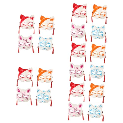 TOYANDONA 20 Stk Katze Fuchs Maske Festverzierung Maske Im Japanischen Stil Halbes Gesicht Cosplay-outfits Kabuki-fuchs-tuch Halloween-dekor Festivalmasken Ball Dekorationen Pvc Gemalt Frau von TOYANDONA