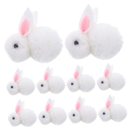 TOYANDONA 20 Stück Hase Stoffhase Mini-filzhase Hase Aus Wollfilz Kleine Hasen-anhänger Mini-Kaninchen Miniatur-tierfiguren Simulationstiere Weiß Plüsch von TOYANDONA
