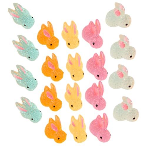 TOYANDONA 20 Stück Im Dunkeln Leuchtende Kaninchen Hasen Feengarten Kleine Frösche Tiere Puppenhaus Figur Miniatur Enten Land Set Hühner Babys Hasen Auto Ornament Kleines von TOYANDONA