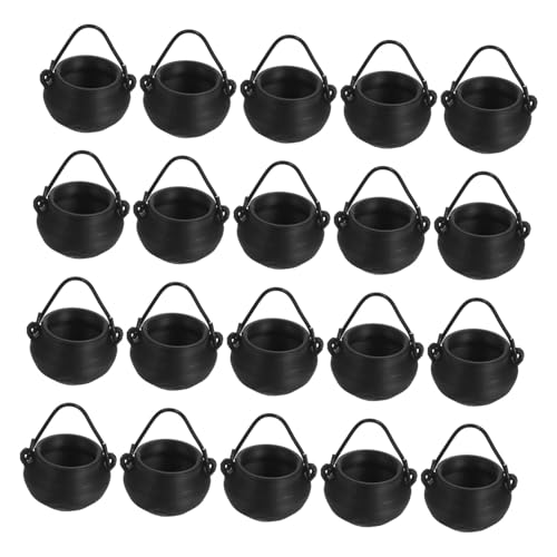 TOYANDONA 20 Stück Kleine Plastik Kessel Miniatur Süßigkeiten Halter für Halloween Dekoration und Party Accessoires von TOYANDONA