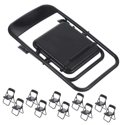 TOYANDONA 20 Stück MINI STUHR-förmiger Mobilfunkhalter Mini -Stuhlwerk Mini Doll Tablet Mini-Stühle Puppenhaus Sitzung für Desktop -Telefonhalter Handyständer Plastik Schwarz von TOYANDONA