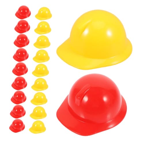TOYANDONA 20 Stück Mini Bauhelme für Kunststoff Sicherheitshelme Rot und Gelb für Partydekoration Puppenzubehör und Bastelprojekte Vielseitig Einsetzbar für Kreatives Rollenspiel von TOYANDONA