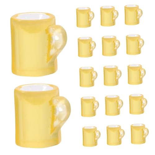 TOYANDONA 20 Stück Mini-Bierkrug Dekoration für Puppenhäuser Puppenhaus-Miniatursimulationszubehör Puppenhaus-Miniatur-Szenenmodell Küchenzubehör für Puppenstuben Minature Dinge Harz Gelb von TOYANDONA