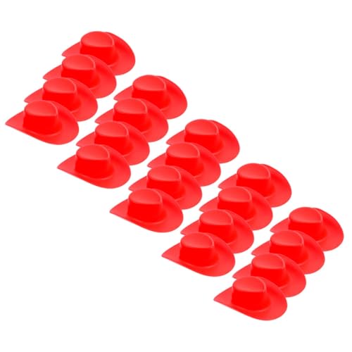 TOYANDONA 20stücke Miniatur Cowboyhüte Für Puppenhäuser Dekorative Kunststoffhüte Rot Für Partys Und Bastelprojekte Wiederverwendbar Und Langlebig Für Kreative Doll-styles von TOYANDONA
