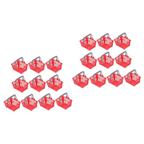 TOYANDONA 20 STK Mini-Einkaufskorb ablagekörbe kühlkorb einkaufskorb aufbewahrungs körbe Miniatur schmücken Gewobener Korb Dekorationen Einkaufen Wagen Plastik rot von TOYANDONA