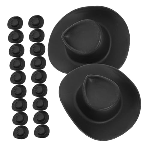 TOYANDONA 20 Stück Mini-cowboyhut Bausatz Kappe Miniatur Figuren Ausgestopft Kleiner Hut Süßer Fischerhut Mini-Zylinder Puppe Bausätze Cowgirl-Hut Albern Mini-hüte Black Plastik von TOYANDONA