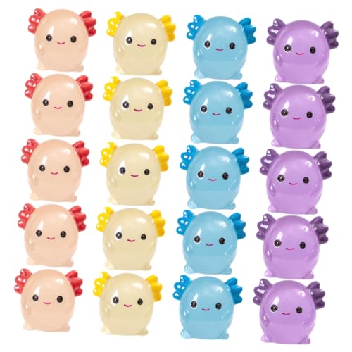 TOYANDONA 20 Stück Miniatur Drachenfiguren Leuchtende Resin Deko Cartoon Drachen für Garten und Puppenhaus Dekoration Glow The Dark Farben Blau Lila Orange Gelb von TOYANDONA