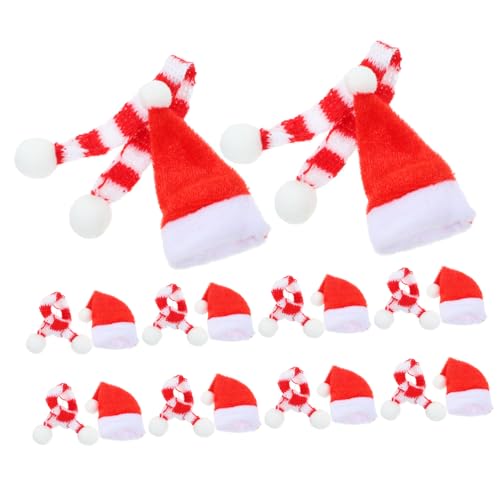 TOYANDONA 20 Stück Puppen Weihnachtsmütze Miniatur Weihnachtsstrickmütze Mini Weihnachtsmützen Mini Mütze Mini Strickmütze Weihnachtsstrickschal Ornamente Winzige Weihnachtssocken von TOYANDONA