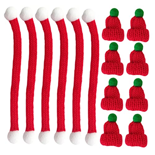 TOYANDONA 20 Stück Teiliges Mini Strickmützen und Schals aus Wolle DIY Weihnachtsdeko Handgefertigte Mini Hüte und Rote Schals Festliche Accessoires für Basteln und Fotoshootings von TOYANDONA