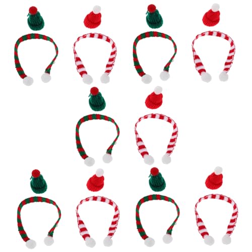 TOYANDONA 20 Stück Teiliges Mini Weihnachtsmützen und Schal Set Weihnachtsmann Dekoration für Puppenhaus Vielseitige Tischdeko Flaschenhüllen und Weihnachtsbaum Ornamente Rot Grün Festliche von TOYANDONA