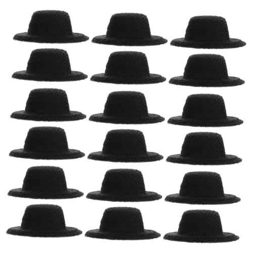 TOYANDONA 20 Stück Teiliges Schwarze Mini Filzhüte für Puppen Formelle Miniaturhüte zum Basteln DIY Puppenhut Zubehör Puppen Accessoires für Kostüm und Rollenspiele von TOYANDONA