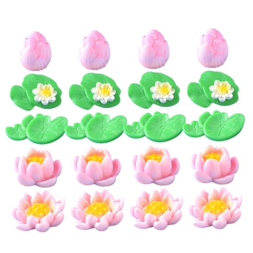 TOYANDONA 20 Stück Teiliges aus Miniatur Resin Lotusblumen und Blättern Dekorative Aquarienaccessoires für DIY Fischbehälter und Miniatur Landschaften Kunstpflanzen für Teich und Puppenhaus von TOYANDONA