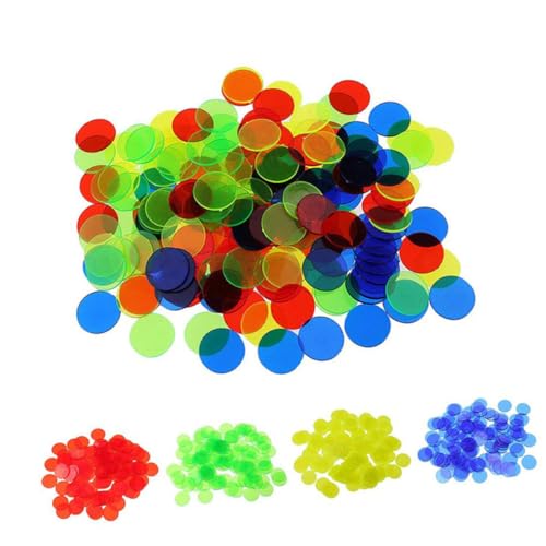 TOYANDONA 200 Stück Plastik Bingo Chips in Transparenter Farbvielfalt Bunte Zählchips für Bingo Spiele und Mathe Lernspiele Kunststoff Marker für Party und Klassenzimmer von TOYANDONA