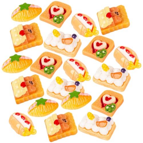 TOYANDONA 20St simuliertes Brotessen DIY-Zubehör kleine Pinnwand Kuchen geschwollen Reisetasche Besteck co Zubehör für Telefonabdeckungen Bastelbedarf Mini-Brotspielzeug DIY Prop dekore Harz von TOYANDONA