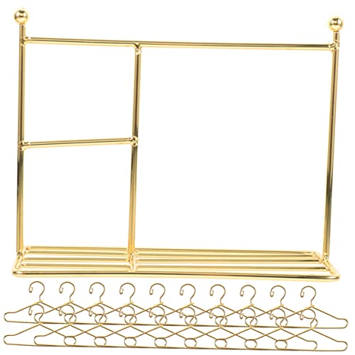 TOYANDONA 21st Aufbewahrungsständer Puppenhaus Zubehör Für Puppenhäuser Kleine Puppen Miniatur-zubehör Puppenträger Mini-kleiderbügel Kleine Kleiderbügel Eisen Golden von TOYANDONA