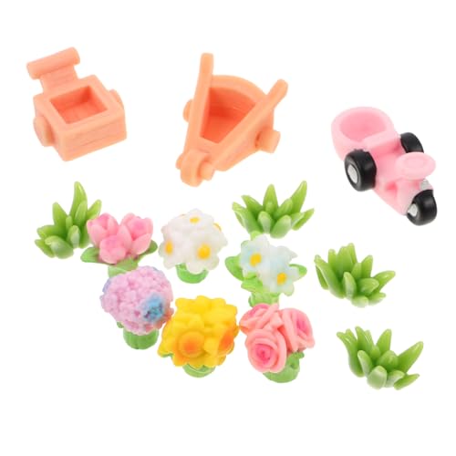 TOYANDONA 22 Teiliges Miniatur Künstliche Blumen Kleine Bunte Resin Pflanzen Mini Bonsai und Fake Rosen Bouquet Dekorative Mini Topfpflanzen für Puppenhaus Kuchen Büro und Deko von TOYANDONA