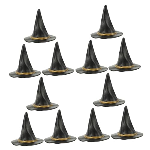 TOYANDONA 24 Stück Halloween-Dekoration Feengartenzubehör Halloween Party Decor Kleiner Zaubererhut Weinflasche Dekor Plastik Schwarz von TOYANDONA