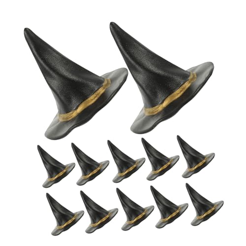 TOYANDONA 24 Stück Halloween-dekoration Hutaufsatz Für Weinflaschen Hut Winzige Dekore Mini-hutverzierung Mini-miniatur-hut Miniaturkünstlern -zaubererhüte Feengartenzubehör Plastik Schwarz von TOYANDONA