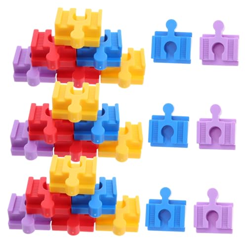 TOYANDONA 24 Stück Kinderbaublockpfeiler Zugspielzeugzubehör Bahngleisverbinder aus Kunststoff Bauwürfel -Bahnstrecke Spielzeugeisenbahnschienen Schienenspielzeug Mini-Bausteine Plastik von TOYANDONA