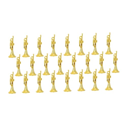 TOYANDONA 24 Stück Mini -Trompete Musikinstrument Miniatur LED Mini-Trompete Trompete Dekoration Mini-Musikinstrumente Trompetenpfeife Dekorationen Mini -Prop Plastik Golden von TOYANDONA