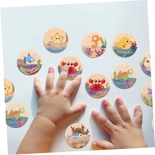 TOYANDONA 24 Stück Montessori Holz Memory Spiel Teilig Meerestiere Lernspielzeug Konzentration und Gedächtnis für Kleinkinder und Vorschule von TOYANDONA