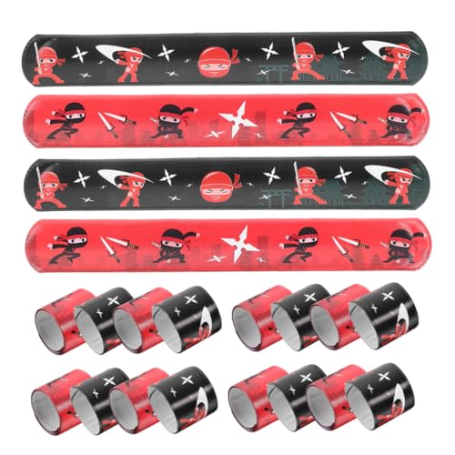 TOYANDONA 24 Stück Ninja Slap Armbänder für Interaktive Spielzeuge und Geburtstagsdeko mit Kreativen Ninja Motiven für Partys und Feiern von TOYANDONA
