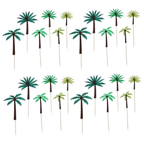 TOYANDONA 24 Stück Teiliges Cake Ornament Hawaii Thema Palm Kokosnussbaum Cake Topper aus Filz und Holz Dekorative Tortendeko für Geburtstags Strandparty Vielseitige Kuchen von TOYANDONA