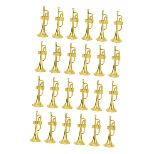 TOYANDONA 24 Stück Teiliges Mini Trompeten aus Detailreiche Miniatur Instrumente als DIY Dekoration und Zubehör für Puppenhäuser Goldfarben Langlebig und Formstabil von TOYANDONA