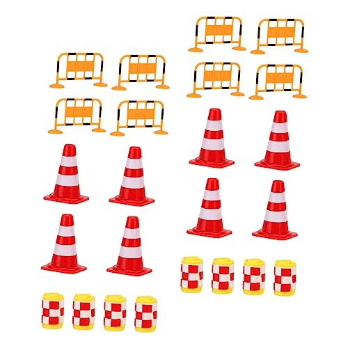 TOYANDONA 24 Stück Teiliges Verkehrsabsperrspielzeug für Realistische Straßenleitkegel und Absperrbaken Rot Orange Gelb Pädagogisches zur Verkehrserziehung und Rollenspielen von TOYANDONA