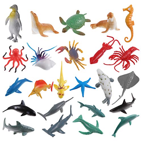 TOYANDONA 24-Teiliges Meerestier-Spielzeug Für Kinder: Meerestier-Spielzeug Aus Kunststoff Für Kinder Realistische Meerestierfiguren Tortenaufsatz-Dekoration – Ideal Für Das Pädagogische von TOYANDONA