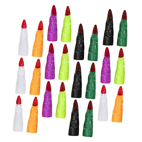 TOYANDONA 24St Halloween-Nagelset Skelett seltsam Bunte Hexenfinger falscher Finger Plüsch Halloween Finger Halloween nägel Bunte gefälschte Fingernägel Zubehör für Halloween-Kostüme Plastik von TOYANDONA
