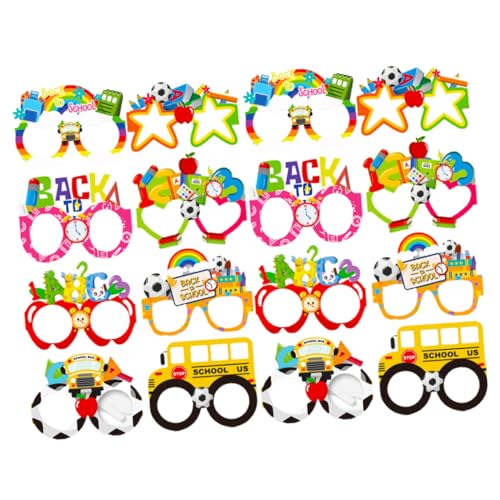 TOYANDONA 24St Partydekoration 100 Tage Papierbrille 100. Tag der Schulbrille Gläser Foto-Requisiten Selfie-Fotoautomat Partybrille aus Papier für den Schulanfang bilden schmücken Kleidung von TOYANDONA