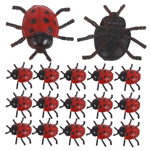 TOYANDONA 25 Stück PVC Simulierte Marienkäfer Figur Rot Halloween Aprilscherz Party Deko Trickspielzeug Realistische Marienkäfer Attrappe für Scherzartikel von TOYANDONA